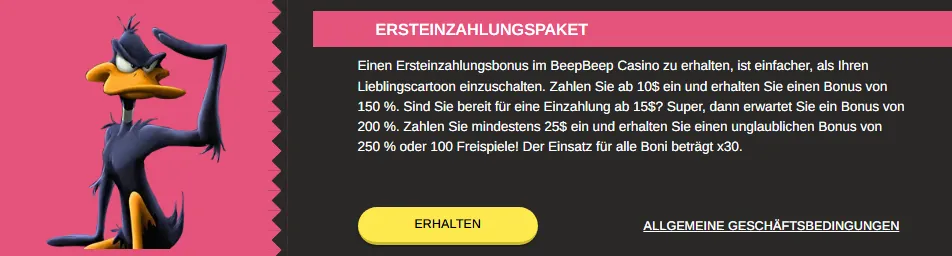 ERSTE ZAHLUNGSPAKET beep beep casino